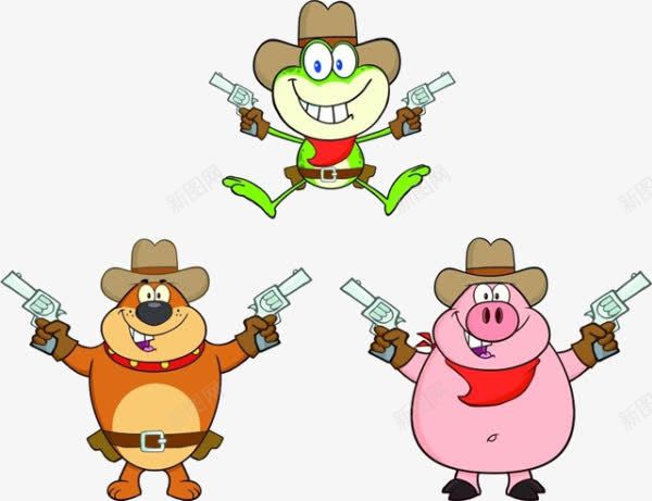卡通猪png免抠素材_新图网 https://ixintu.com 卡通 帽子 手枪 猪 猪素材