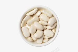 药用食材俯拍碗装白扁豆高清图片