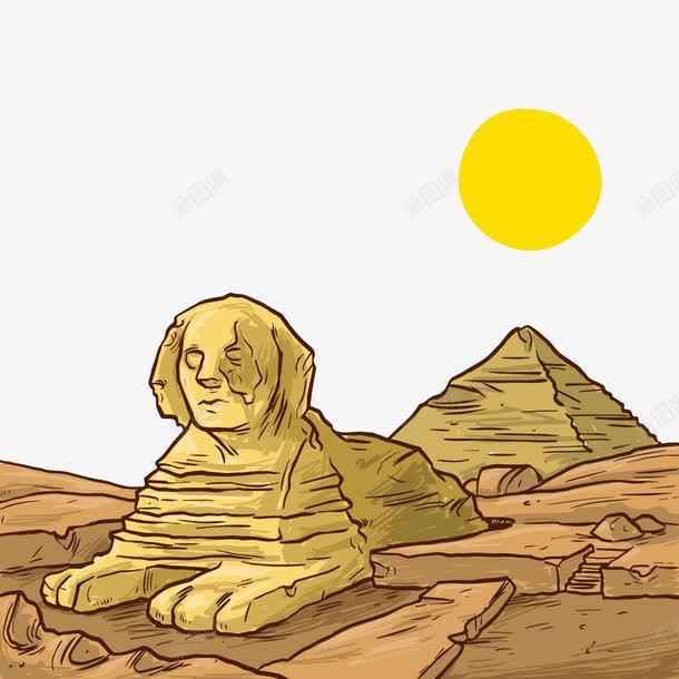 狮身人面像png免抠素材_新图网 https://ixintu.com 埃及 太阳 旅游 金字塔
