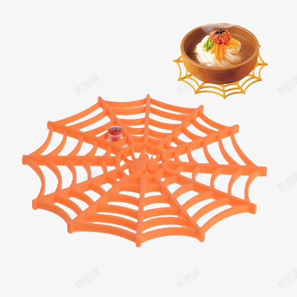 蜘蛛网碗垫png免抠素材_新图网 https://ixintu.com 产品实物 塑料 橙色 隔热垫