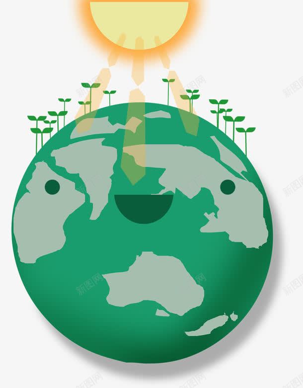 太阳照射地球png免抠素材_新图网 https://ixintu.com 地球 太阳 绿色环保 装饰图案
