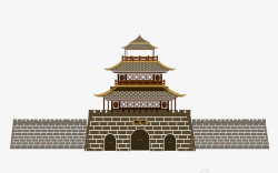 古代城门皮影镂空风格邯郸城门楼阁矢量图高清图片