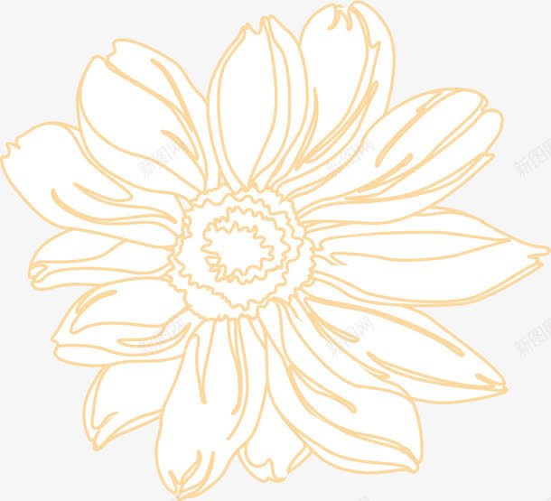 黄色卡通线条花朵png免抠素材_新图网 https://ixintu.com 卡通 线条 花朵 黄色