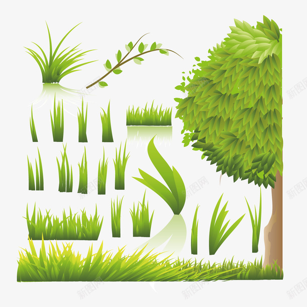 树和草地矢量图ai免抠素材_新图网 https://ixintu.com 树 植物 绿色 草 矢量图