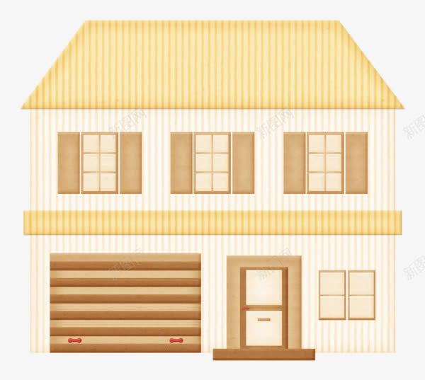 手绘房屋png免抠素材_新图网 https://ixintu.com 房子 手绘 窗户 黄色