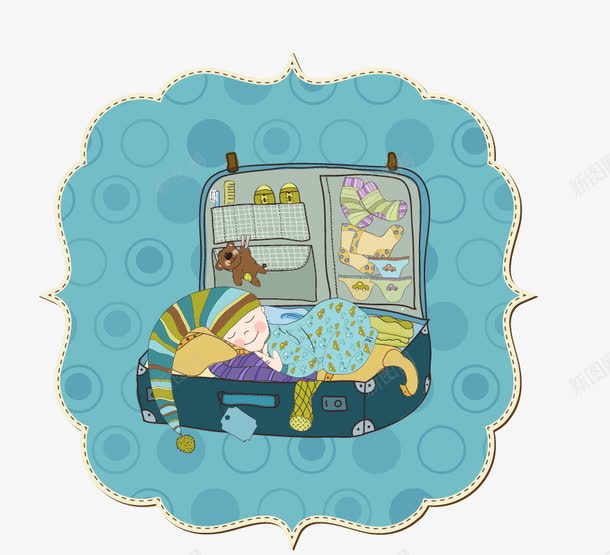 睡在旅行箱png免抠素材_新图网 https://ixintu.com 旅行箱 睡着了 睡觉