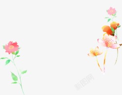 手绘彩色花朵植物卡通素材