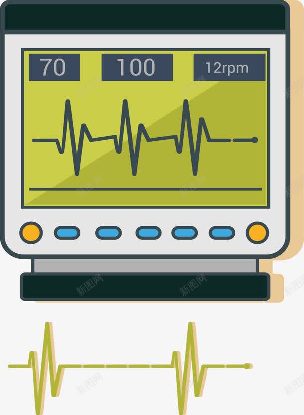 绿色心电图png免抠素材_新图网 https://ixintu.com 医疗 心电 心电图 检查心电