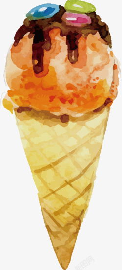 水彩卡通美味冰淇凌素材