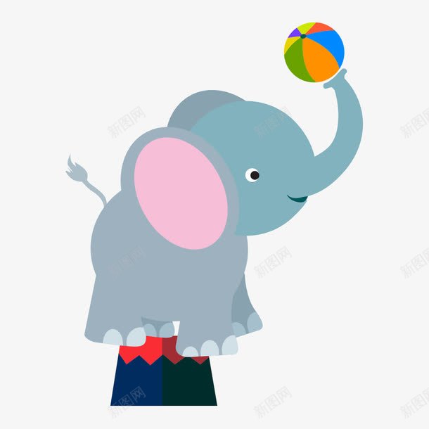 顶皮球的小象png免抠素材_新图网 https://ixintu.com 卡通 可爱 小象 彩色 皮球