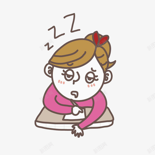瞌睡的女人png免抠素材_新图网 https://ixintu.com 书桌 作业 卡通 女人 学生 插图 睡觉 瞌睡的