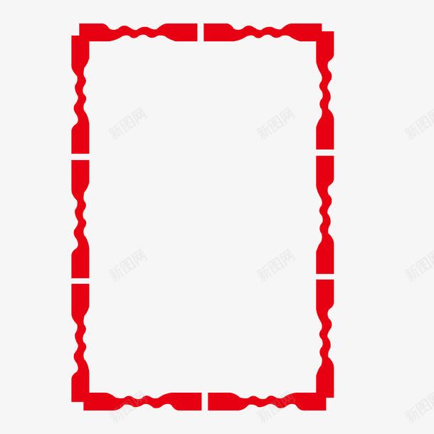 红色彩绘竖边框png免抠素材_新图网 https://ixintu.com 彩绘 竖边框 红色