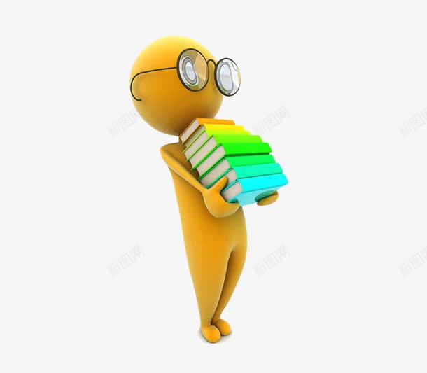 3D小人png免抠素材_新图网 https://ixintu.com 3D小人 搬书的3D人物模型 模型