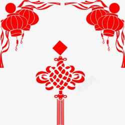 喜庆红色灯笼中国结装饰素材