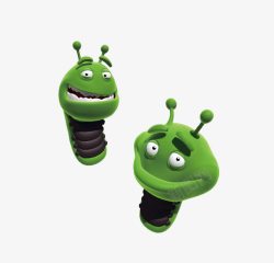 卡通绿虫子表情虫子素材