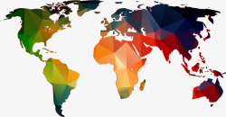 矢量简单世界地图彩色地图矢量图高清图片