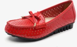 红色透气皮鞋平底素材