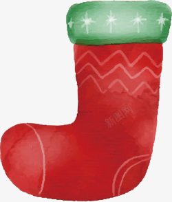 红色水彩圣诞袜素材