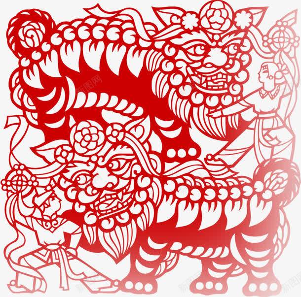 中国风新年红色人物剪纸png免抠素材_新图网 https://ixintu.com 人物 剪纸 国风 新年 红色