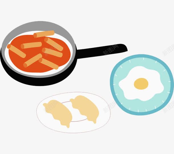 手绘食物png免抠素材_新图网 https://ixintu.com 卡通 手绘 水彩 盘子 绿色 美食 荷包蛋 食物