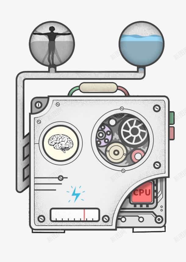 创意手绘机器器械png免抠素材_新图网 https://ixintu.com 发电 手绘 机器 灰色 科技