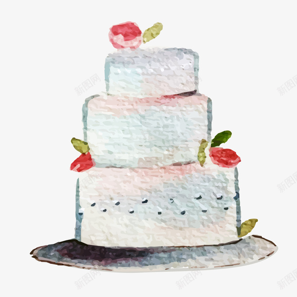 婚礼蛋糕矢量图ai免抠素材_新图网 https://ixintu.com 婚宴 婚礼 彩绘 手绘 蛋糕 食物设计 矢量图