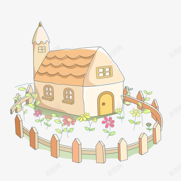 手绘围栏的小房子图案png免抠素材_新图网 https://ixintu.com 围栏的小房子 图案 手绘 手绘围栏的小房子图案