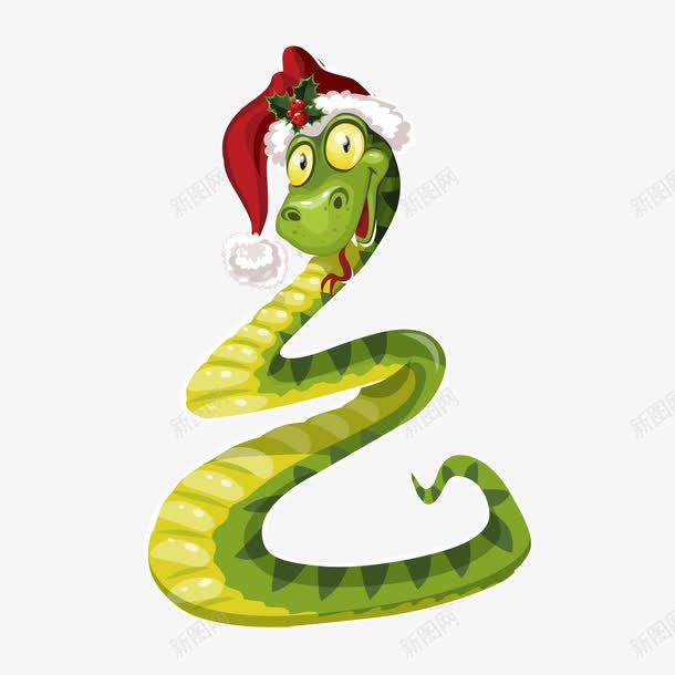 带着圣诞帽的蛇png免抠素材_新图网 https://ixintu.com 卡通 蛇