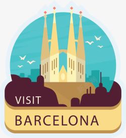 巴塞罗那旅游巴塞罗那旅游标签矢量图高清图片