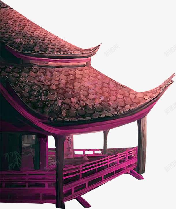 紫色中国风楼宇装饰图案png免抠素材_新图网 https://ixintu.com 中国风 楼宇 紫色 装饰图案