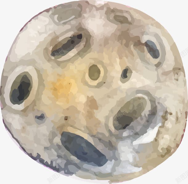 水彩手绘月球表面png免抠素材_新图网 https://ixintu.com 万圣节 月球 水彩手绘 矢量图案 表面 装饰