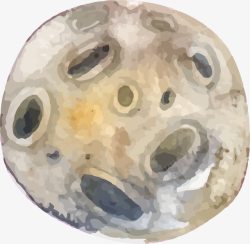 水彩手绘月球表面素材