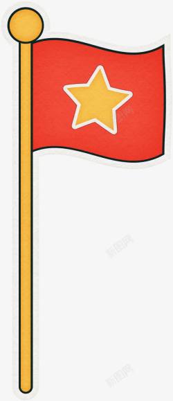 红色五角星卡通旗子素材