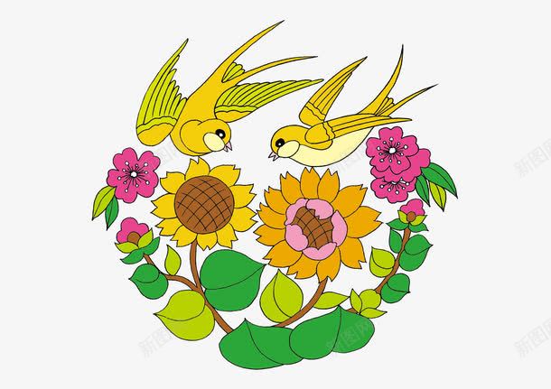 中国传统图案png免抠素材_新图网 https://ixintu.com 中国 传统图案 燕子 矢量下载 花朵