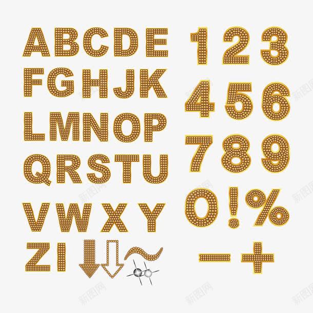 金色字母和数字png免抠素材_新图网 https://ixintu.com 创意数字 字母 字母艺术字 数字
