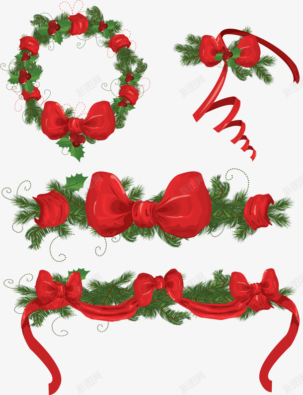 圣诞节红色花朵装饰png免抠素材_新图网 https://ixintu.com 圣诞节花环装饰图片 圣诞节装饰素材