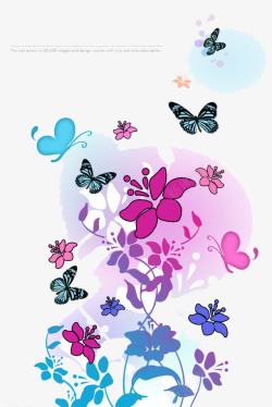 时尚蝴蝶与花卉素材