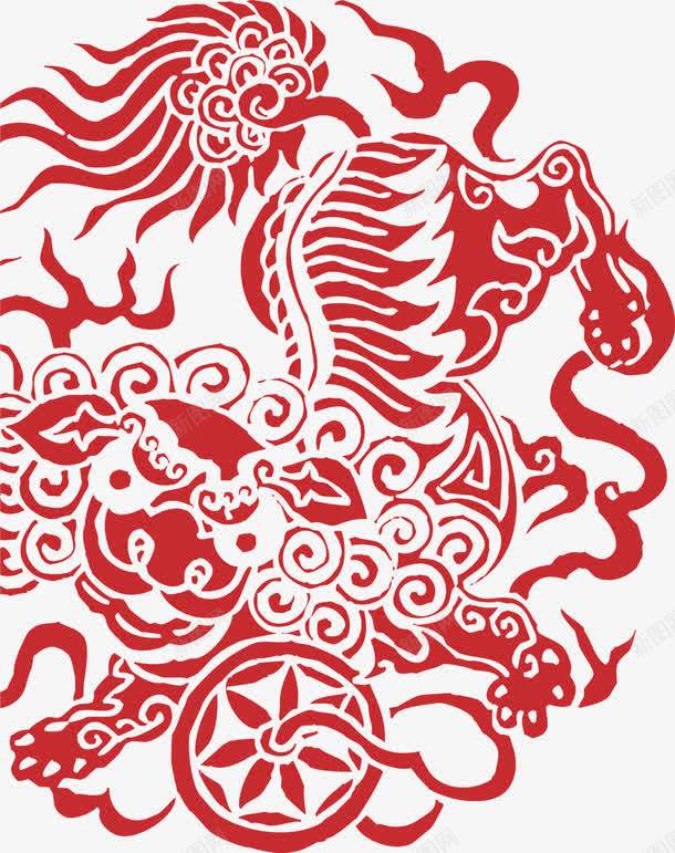手绘红色中式花纹png免抠素材_新图网 https://ixintu.com 中式 红色 花纹 设计