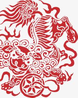 手绘红色中式花纹素材