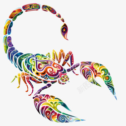 花纹图案的水彩蝎子素材