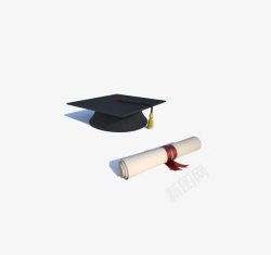 学士帽和毕业证书素材