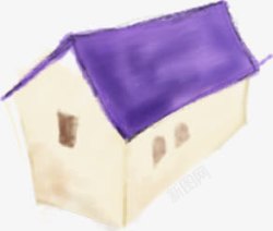 紫色手绘卡通房子素材