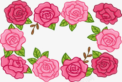 粉红玫瑰花标题框矢量图素材