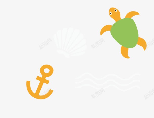 卡通海洋元素3png免抠素材_新图网 https://ixintu.com 乌龟 卡通海洋元素 海洋生物