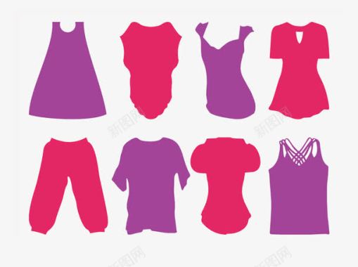 各类红色和紫色的衣服与裤子图标图标