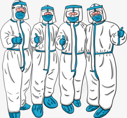 卡通医生护士穿防护服的医生高清图片