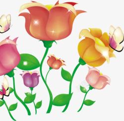 春天手绘彩色玫瑰素材