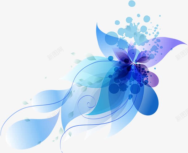 蓝色梦幻花朵装饰png免抠素材_新图网 https://ixintu.com 梦幻 花朵 蓝色 装饰 设计