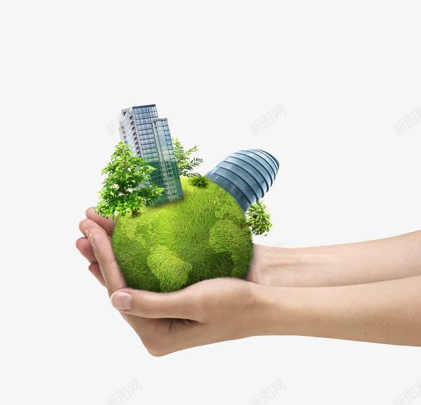 托举地球png免抠素材_新图网 https://ixintu.com 地球 建筑 托举地球 环保 绿色