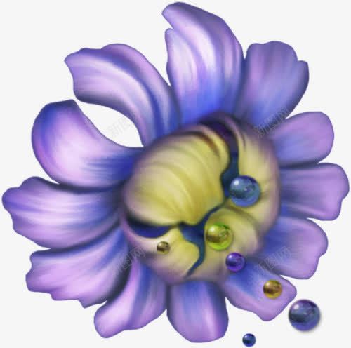 卡通紫色花卉玻璃珠子png免抠素材_新图网 https://ixintu.com 卡通花卉 玻璃球 珠子 紫色花朵
